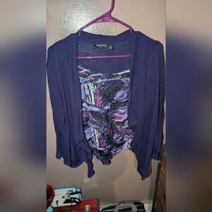 Notations Deep Purple Connected Tank and Sheer Cardigan